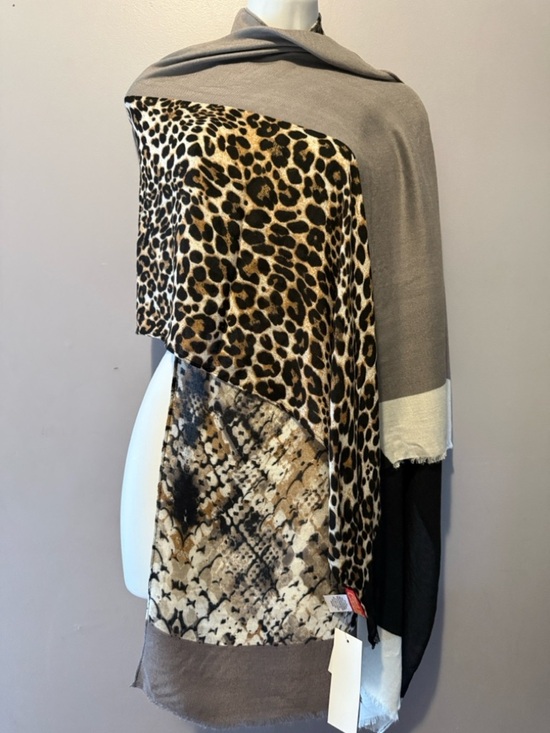 Carlos by Carlos Santana Other - Carlos by Carlos Santana Taupe, Black & Cream Animal Mix Shawl